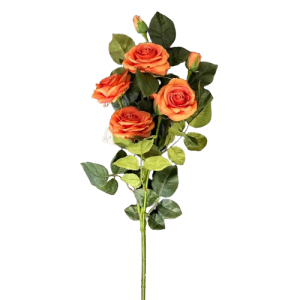 RAMO ROSA CON 4 ROSE E 3 BOCCIOLI 77 CM arancio (Cod. 37723-03)