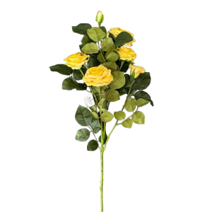 RAMO ROSA CON 4 ROSE E 3 BOCCIOLI 77 CM giallo (Cod. 37723-04)