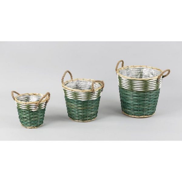 SET 3 PZ PORTAVASO TONDI DA Ø18 H16 A Ø28 H26 CM  (Cod. 37660-01)