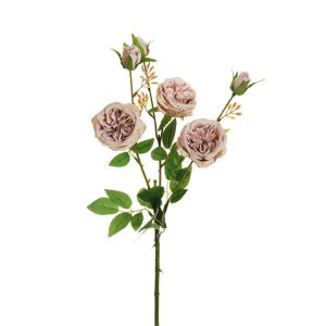 ROSE RAMO AUSTIN CON 3 FOGLIE E 3 BOCCIOLI rosa-antico (Cod. 33373-08)