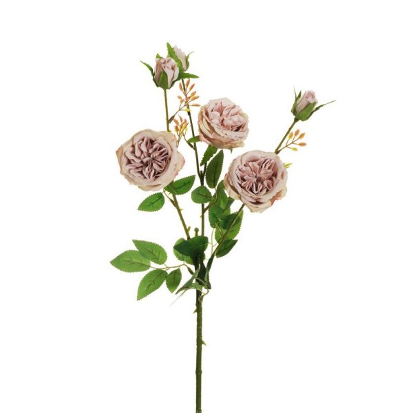 ROSE RAMO AUSTIN CON 3 FOGLIE E 3 BOCCIOLI rosa-antico (Cod. 33373-08)