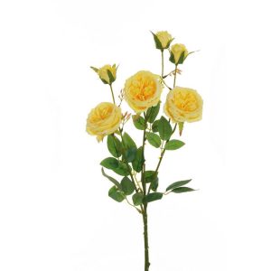 ROSE RAMO AUSTIN CON 3 FOGLIE E 3 BOCCIOLI giallo (Cod. 33373-09)