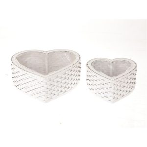 SET 2 CONTENITORI CUORE CANAGE 31X31 H11,5 CM bianco (Cod. 37520-01)