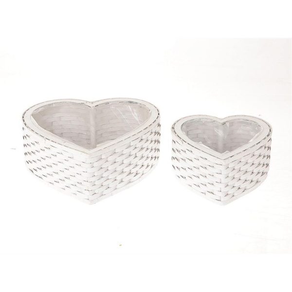 SET 2 CONTENITORI CUORE CANAGE 31X31 H11,5 CM bianco (Cod. 37520-01)