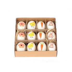 UOVA HAPPY EASTER 12 PZ. H 5 CM bianco (Cod. 37097-01)