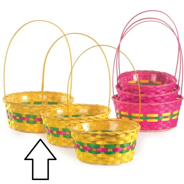 SET 3 CESTI CON MANICO DA D21 H10 A D26 H11 CM giallo (Cod. 37034-01)