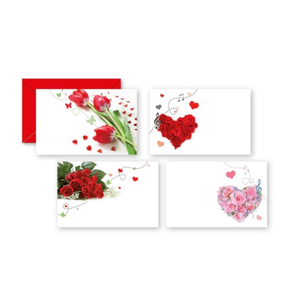 BIGLIETTI + BUSTE 100 PZ SOGGETTI MISTI 11X7 CM fiori-e-musica-253 (Cod. 23969-04)