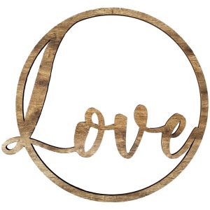 DECORAZIONE LEGNO 'LOVE' 59X55 CM FRONTE/RETRO  (Cod. 37538-01)
