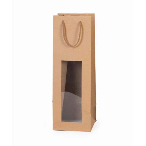  10 PZ. CHAMPAGNE BAG CON FINESTRA 13X13X39 CM  kraft (Cod. 37764-01)