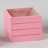 CASSETTA LEGNO QUADRATA PER VASO D12 CM rosa (Cod. 31890-02)
