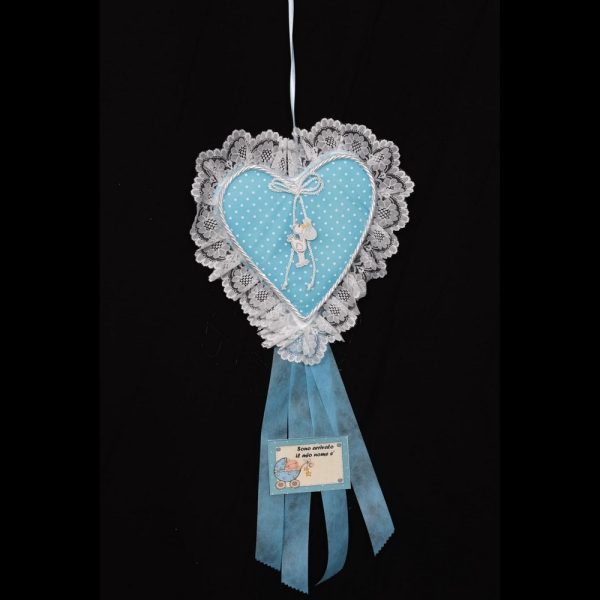 FIOCCO NASCITA ARTIGIANALE CUORE azzurro (Cod. 37748-01)