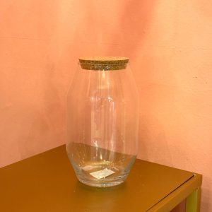 VASO VETRO ROMBO CON TAPPO SUGHERO H 20 D 12  (Cod. 37616-01)