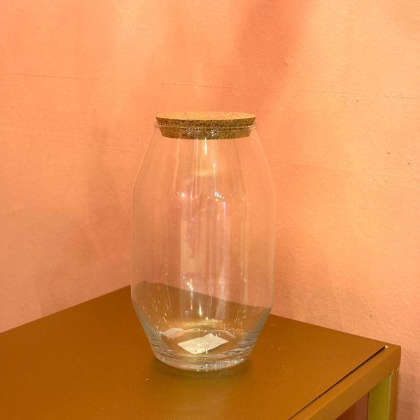 VASO VETRO ROMBO CON TAPPO SUGHERO H 20 D 12  (Cod. 37616-01)