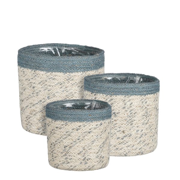 SET 3 CESTE JASPER H12D12- H14D14 - H16D16 CM blu-scuro (Cod. 36310-01)