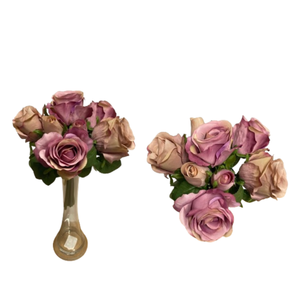 MAZZO 5 ROSE 3 BOCCIOLI 27CM rosa-antico (Cod. 26489-03)