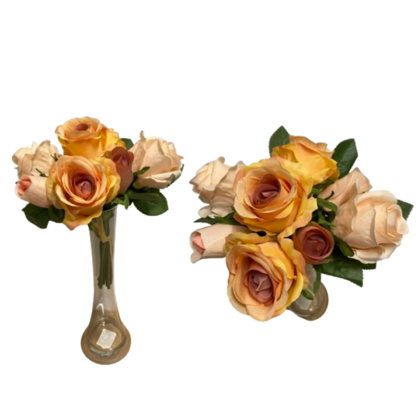 MAZZO 5 ROSE 3 BOCCIOLI 27CM salmone (Cod. 26489-04)