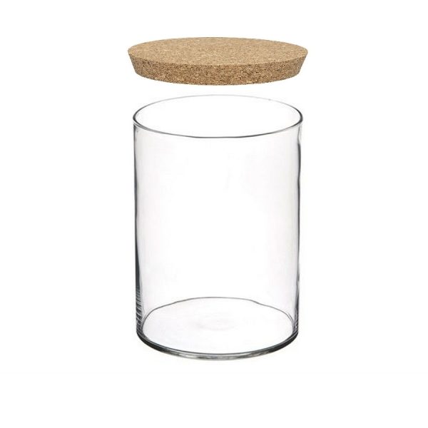 CILINDRO VETRO H21,5 D13,5 CON TAPPO SUGHERO  (Cod. 36951-01)