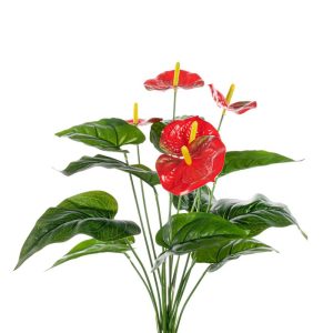 MAZZO ANTHURIUM 5 FIORI 10 FOGLIE 50 CM rosso (Cod. 37918-01)