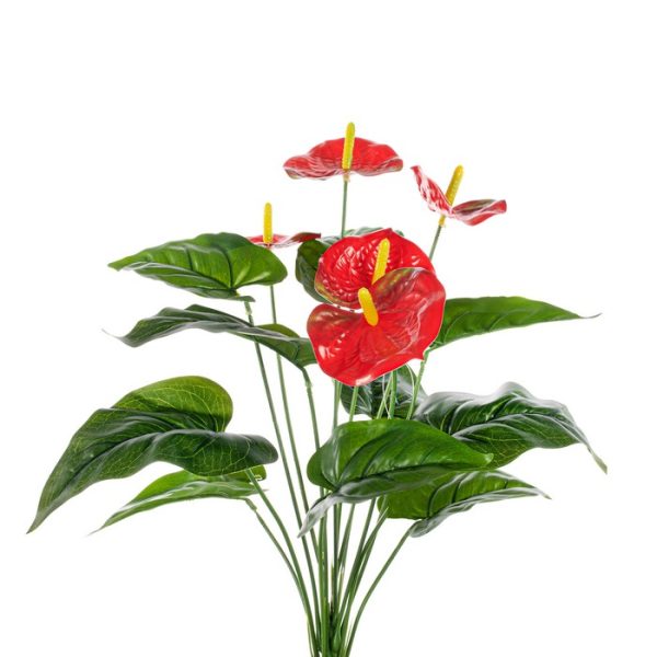 MAZZO ANTHURIUM 5 FIORI 10 FOGLIE 50 CM rosso (Cod. 37918-01)