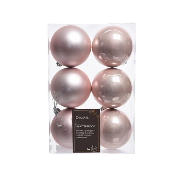 6 PZ. PALLINE DI NATALE D.8 CM  blush-pink (Cod. 38109-04)