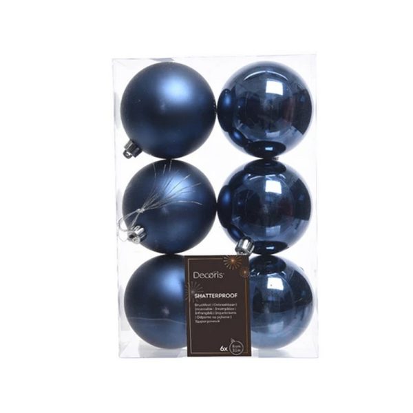 6 PZ. PALLINE DI NATALE D.8 CM  blu-notte (Cod. 38109-05)