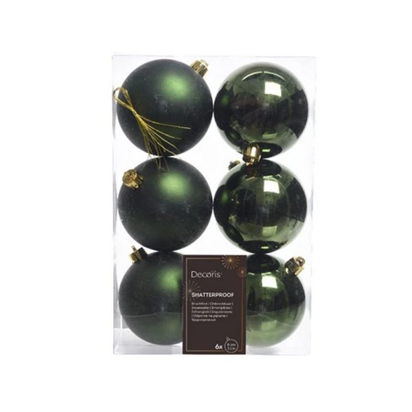 6 PZ. PALLINE DI NATALE D.8 CM  verde-scuro (Cod. 38109-06)