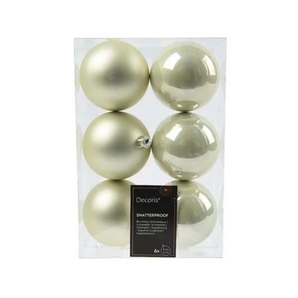 6 PZ. PALLINE DI NATALE D.8 CM  bianco-menta (Cod. 38109-09)