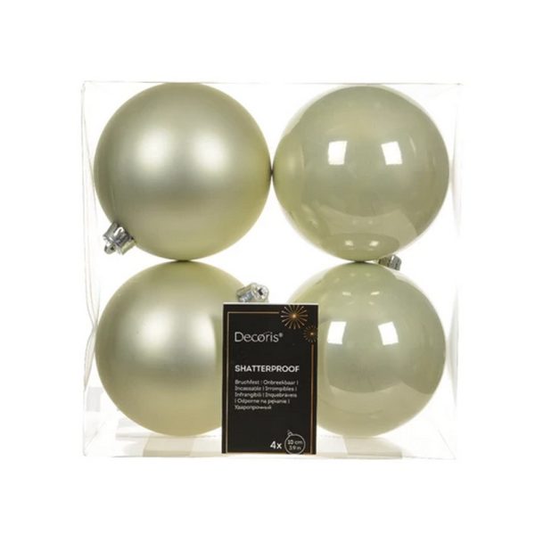 4 PZ. PALLINE DI NATALE D10 CM  bianco-menta (Cod. 38102-13)