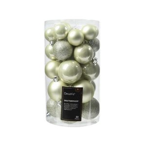 BOX PALLINE DI NATALE 30 PZ. DIAM. 4-5-6 CM. salvia-menta (Cod. 15325-15)