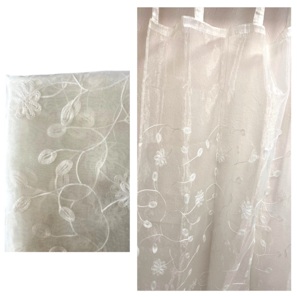 TENDA ORGANZA CON RICAMO 145X245 CM bianco (Cod. 5818-02)