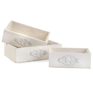 SET 3 CASSETTE RETT. BASSE DA 30X16X11 A 40X26X11 CM bianco (Cod. 38025-01)