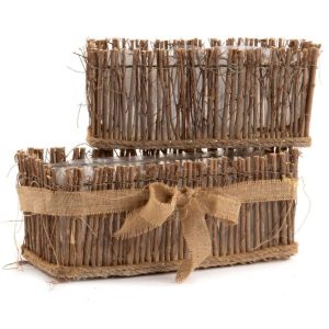 SET 2 VASCHETTE RAMETTI FIOCCO DA 34X12X15 A 40X16X16 CM  (Cod. 38026-01)