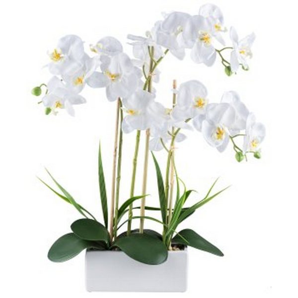 PHALENO 58CM X3 IN VASO CERAMICA 20,5X8X8,5 CM-20 FIORI   (Cod. 38228-01)