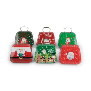 SET 6 PZ. SCATOLINE DI METALLO STAMPA NAT.5,7X6,9X7,6 CM  (Cod. 38370-01)
