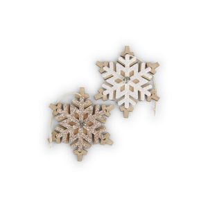 SET 16 PZ. FIOCCHI DI NEVE DA APPENDERE 8X7 CM LEGNO  (Cod. 38391-01)
