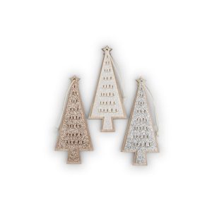 SET 18 PZ. ALBERI DI NATALE DA APPENDERE 12,5X5,5 CM  (Cod. 38392-01)