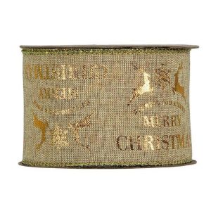 NASTRO MERRY CHRISTMAS RENNE MM.63X10MT  oro (Cod. 38103-01)