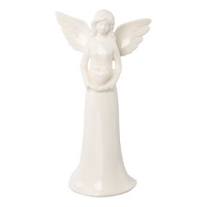 ANGELO IN PORCELLANA CON CUORE 24X13X7,5 CM  (Cod. 38261-01)