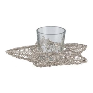 PORTACANDELE IN METALLO A STELLA 25CM  (Cod. 38269-01)