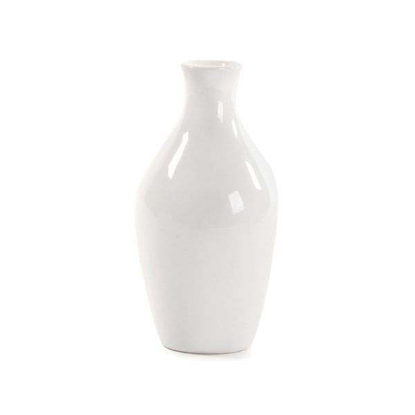 VASO COLLO STRETTO CERAMICA BIANCA 6X11 CM  (Cod. 38283-01)