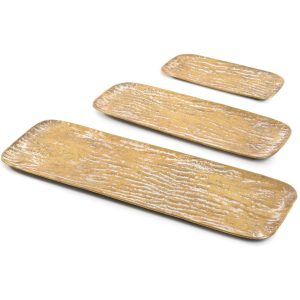 S/3 PIATTI RETTANGOLARI METALLO DORATO 38X16-78.5X24 CM  (Cod. 38292-01)