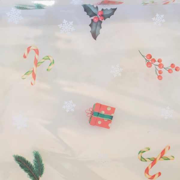 50PZ FOGLI TRAS PPL NEUTRO STAMPATO NATALE 30MY 100X130  candy (Cod. 36836-04)