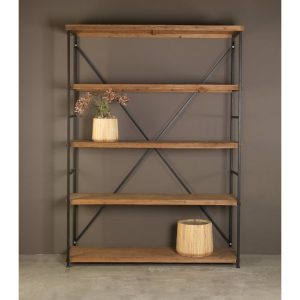 SCAFFALE FERRO LEGNO 153X47 H210 naturale (Cod. 30769-01)