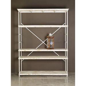 SCAFFALE FERRO LEGNO 153X47 H210 bianco (Cod. 30769-02)