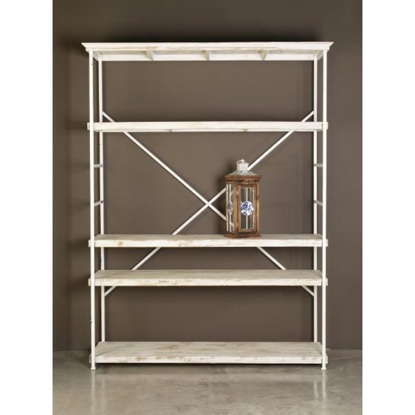 SCAFFALE FERRO LEGNO 153X47 H210 bianco (Cod. 30769-02)