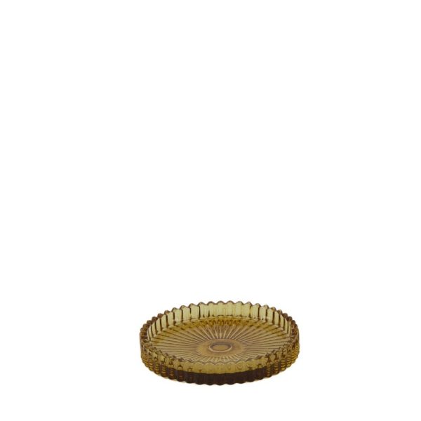 PORTACANDELE IN VETRO 10X10X1,5 CM giallo (Cod. 38446-01)