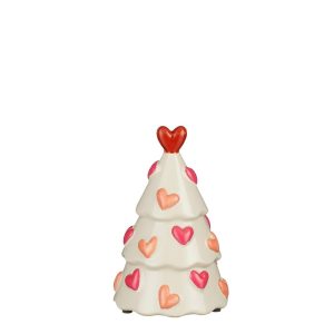 DECORAZIONE ALBERO DI NATALE CON CUORI H18 D11,5 CM bianco (Cod. 38671-01)