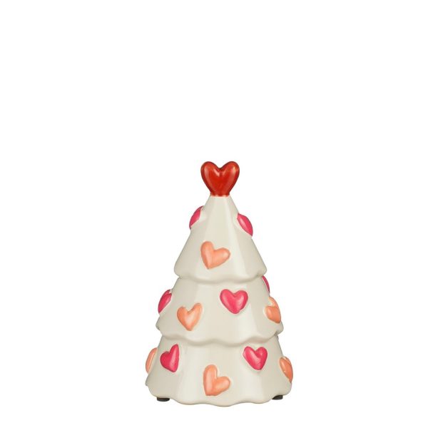 DECORAZIONE ALBERO DI NATALE CON CUORI H18 D11,5 CM bianco (Cod. 38671-01)