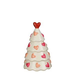 DECORAZIONE ALBERO DI NATALE CON CUORI H22 D13,5 CM bianco (Cod. 38672-01)