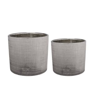 SET 2 PZ. VASI DA INTERNO H17 D17 - H12 D12 CM argento (Cod. 38513-02)